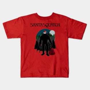 Santa Squatch Bigfoot Xmas Christmas Design Kids T-Shirt